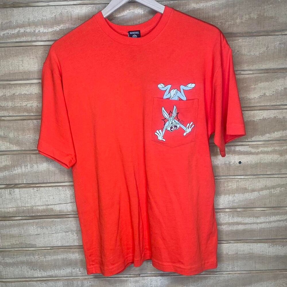 Vintage 90s Bugs Bunny Warner Bros Studio Store Pocket T Shirt Size: Small